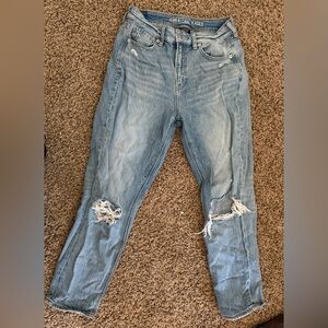 American Eagle Outfitters Women's Light Blue Ripped Skinny Jeans